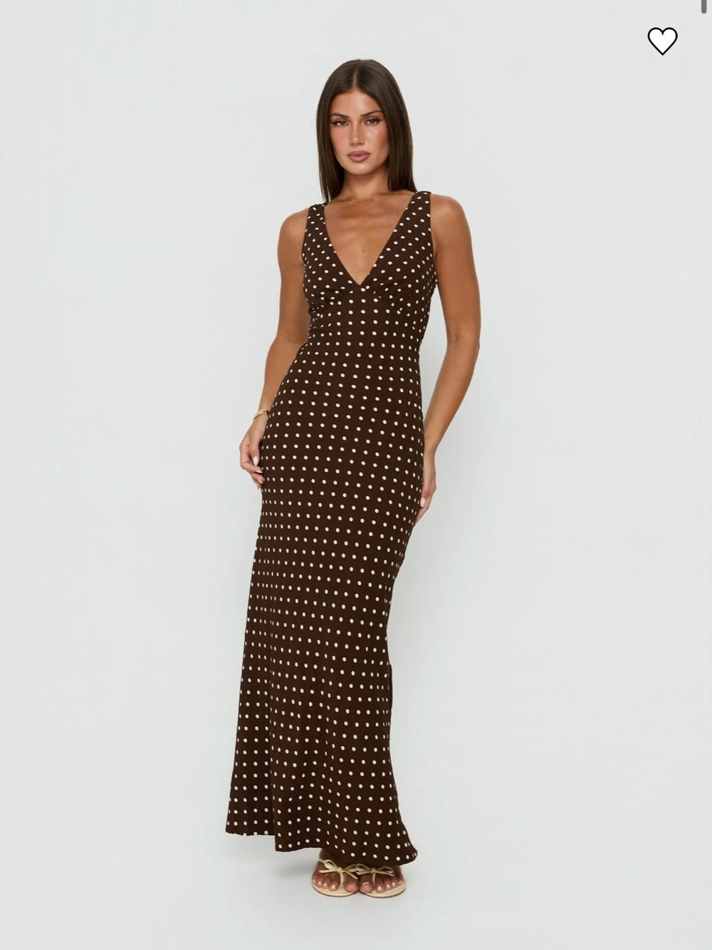 NWT Princess Polly Nellie Maxi Dress Brown Polka Dot